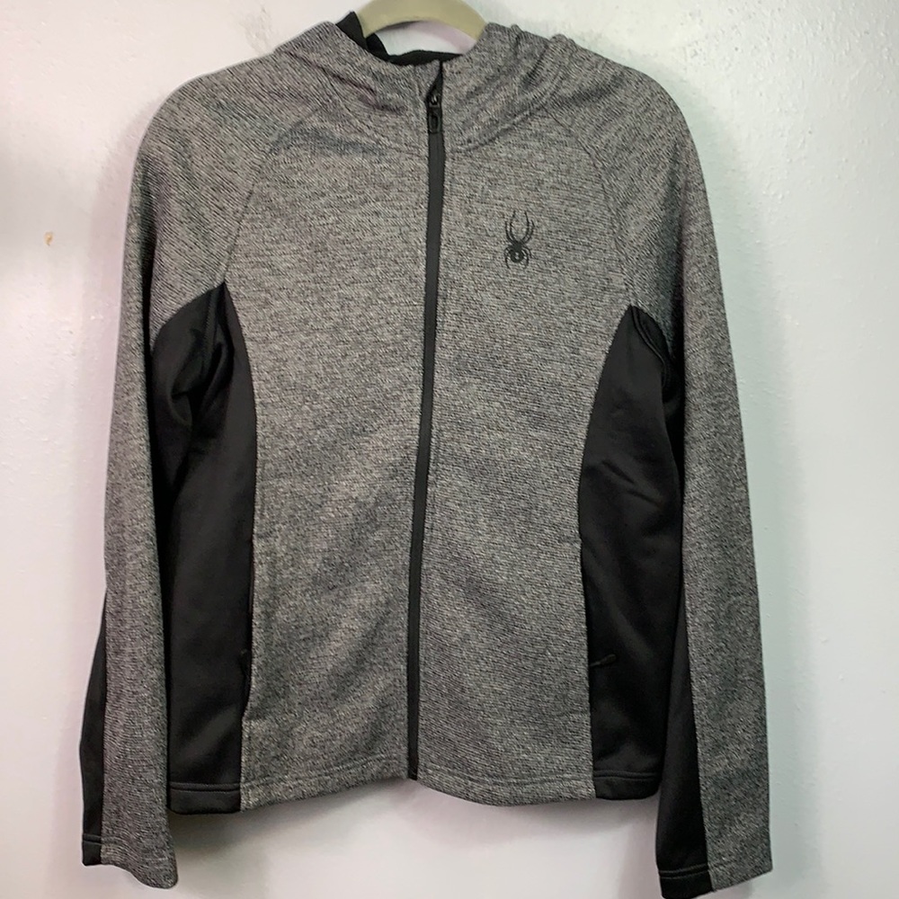 NWT Spyder Charcoal Heather Full Zip Athletic Style Hoodie Small